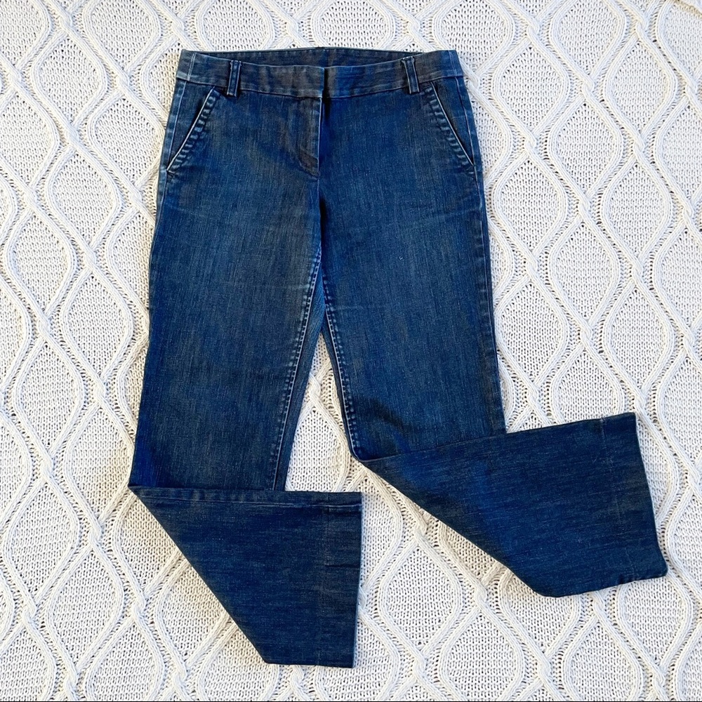 J Crew City Fit Wide Leg Flat Front Denim Trousers Size 8